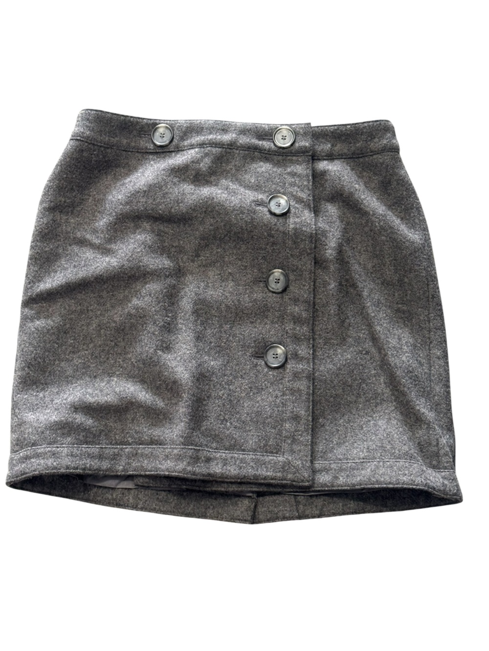 LOFT Gray Button-Front Mini Skirt Women’s 4P High End MINTY